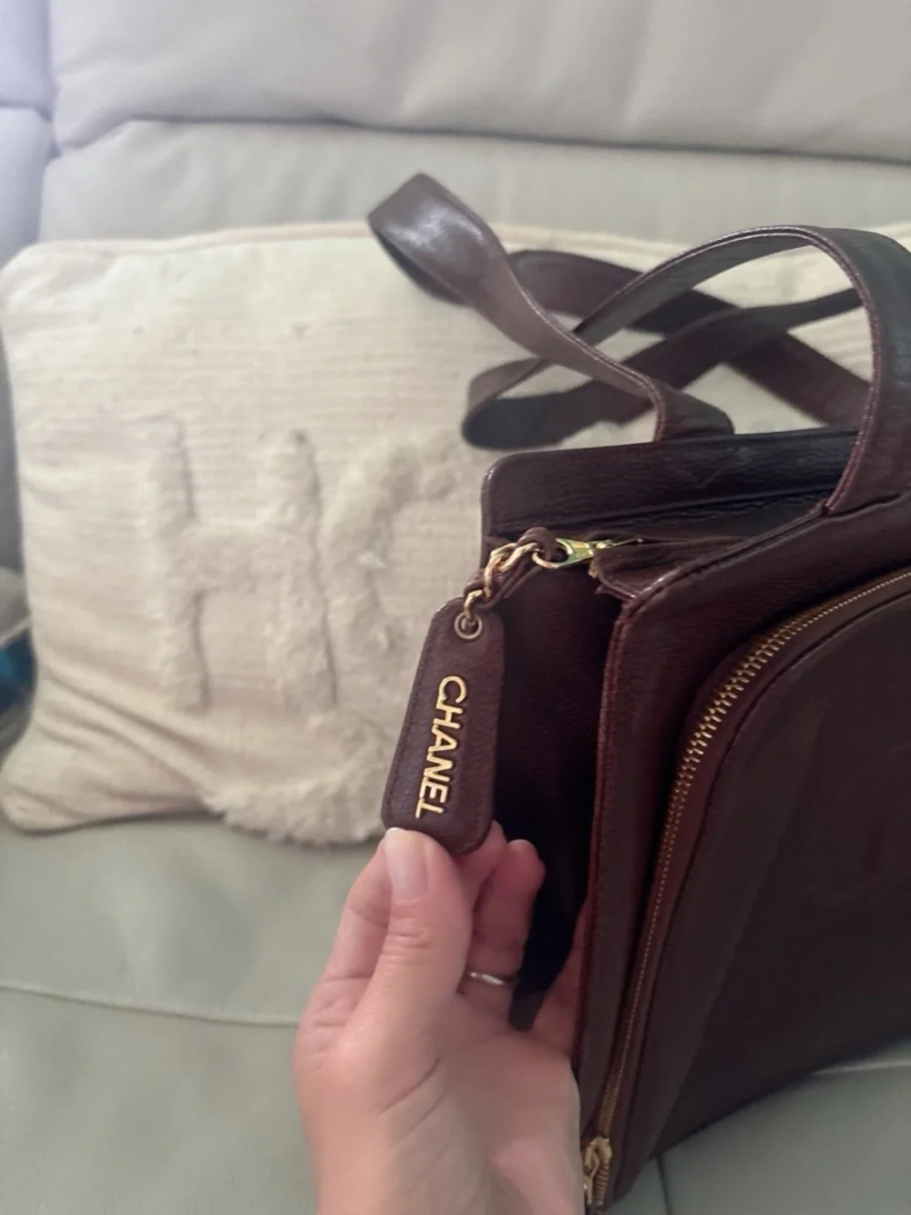 CHANEL Brown Leather Tote with Interior Zip Pocket - Picture 2 of 5